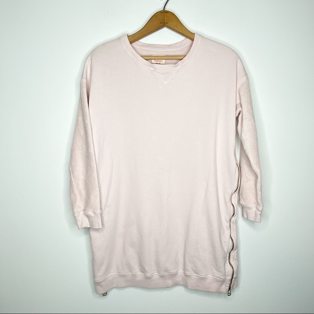 Sundry side zip tunic sweatshirt Pink size 0 XS